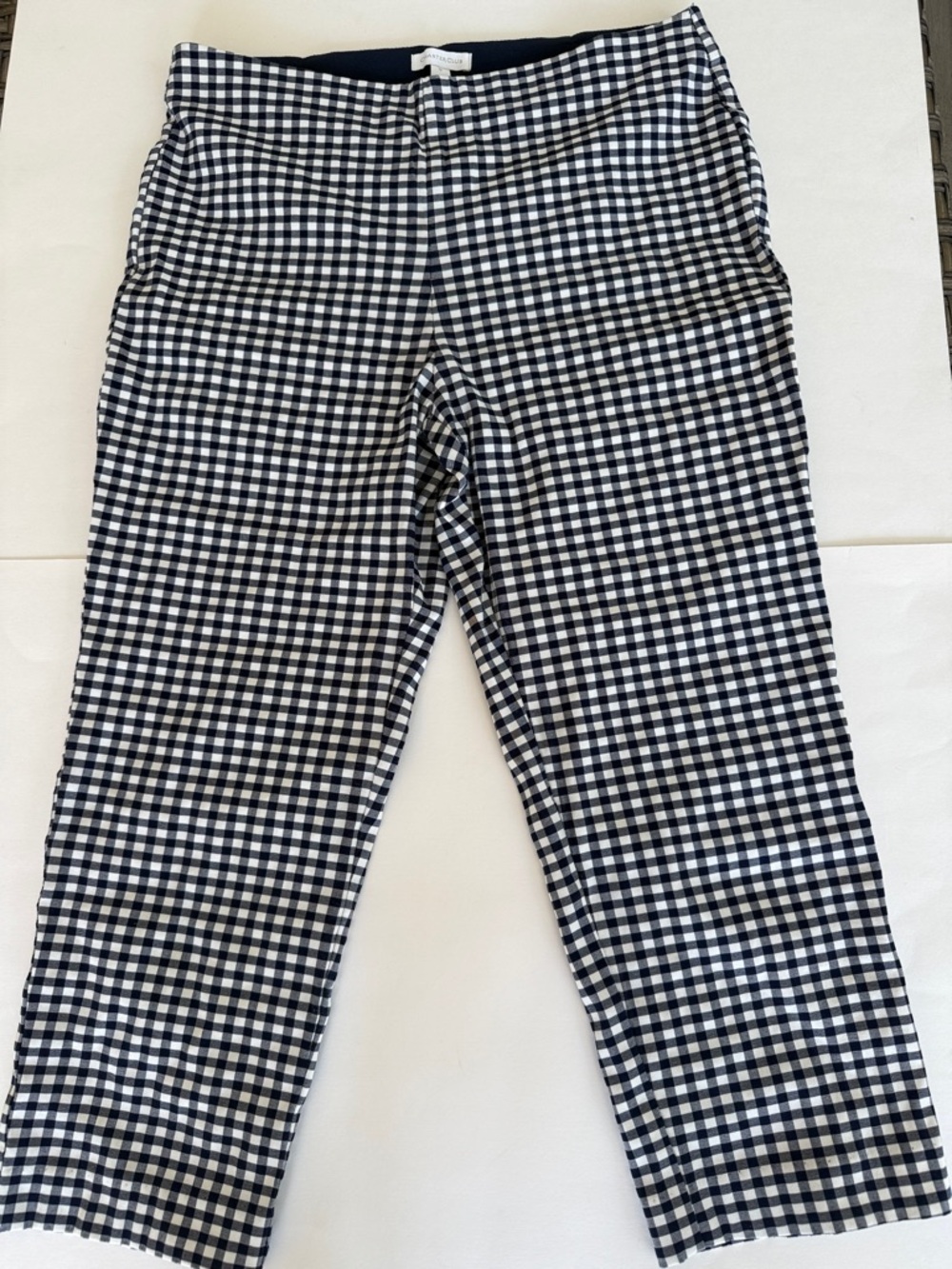 Navy Blue White Check Capri Sz 12 Charter Club Macys